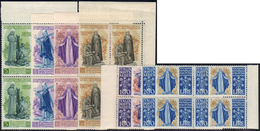 1948 - Santa Caterina (574/577+A), Ottima Centratura, Blocchi Di Quattro, Bordo Di Foglio, Gomma Int... - Andere & Zonder Classificatie