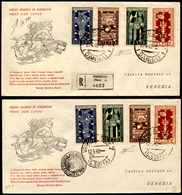 1949 - Biennale Di Venezia (594/597), Perfetti, Due Buste FDC Venetia, Entrambe Con La Serie Complet... - Andere & Zonder Classificatie