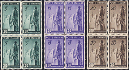 1949 - ERP (601/603), Blocchi Di Quattro, Ottima Centratura, Gomma Integra, Perfetti. ... - Other & Unclassified