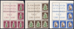 1950 - Tabacco, Blocchi Angolari Di Cinque (629/631), Gomma Integra, Perfetti. ... - Other & Unclassified