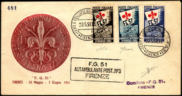 1951 - Ginnici (661/663), Perfetti, Su Busta Ufficiale Della Manifestazione Firenze 20/5/1951. Soran... - Other & Unclassified