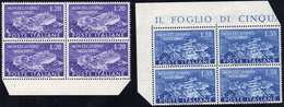 1951 - Montecassino (664/665), Blocchi Di Quattro, Ottima Centratura, Gomma Integra, Perfetti. ... - Andere & Zonder Classificatie