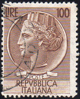 1954 - 100 Lire Turrita, Dent. 13 1/4 X 12 1/4 (747/7), Usato, Un Dente Mancante. Molto Raro, Occasi... - Andere & Zonder Classificatie