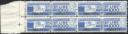 PACCHI POSTALI 1954 - 1.000 Lire Cavallino (26), Ottima Centratura, Blocco Di Quattro, Gomma Integra... - Andere & Zonder Classificatie