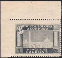 1946 - 1 Z. Vittorie Polacche, Carta Grigiastra, Non Dentellato A Sinistra (3bc), Angolo Di Foglio, ... - 1946-47 Corpo Polacco Period