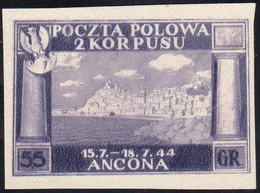 1946 - 55 G. Violetto Vittorie Polacche, Carta Bianca, Non Dentellato, Errore Di Colore (6B/II), Sen... - 1946-47 Corpo Polacco Periode