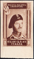 1946 - 2 Z. Bruno Cioccolato Scuro Vittorie Polacche, Carta Bianca, Non Dentellato, Bordo Di Foglio,... - 1946-47 Corpo Polacco Period