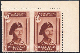 1946 - 2 Z. Vittorie Polacche, Coppia Orizzontale Non Dentellata Al Centro (8c), Angolo Di Foglio, S... - 1946-47 Période Corpo Polacco