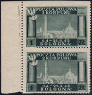 1946 - 1 Z. Vittorie Polacche, Carta Grigia, Salto Nella Dentellatura Orizzontale A Sinistra (11), C... - 1946-47 Corpo Polacco Periode