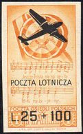 POSTA AEREA 1946 - 25 + 100 Lire Soprastampato, Non Dentellato (3a), Gomma Integra, Perfetto. Ferrar... - 1946-47 Corpo Polacco Period