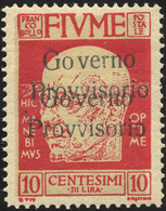 FIUME 1921 - 10 Cent. Doppia Soprastampa (176c), Gomma Originale, Perfetto. Bello! ... - Andere & Zonder Classificatie