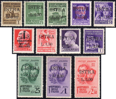 ISTRIA 1945 - Soprastampati Istria, 12 Valori (22/33), Gomma Integra, Perfetti. ... - Andere & Zonder Classificatie