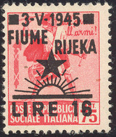 FIUME 1945 - 16 Lire Su 75c. Senza Filigrana, Decalco Della Soprastampa (21s), Gomma Originale, Perf... - Andere & Zonder Classificatie