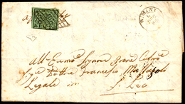 1858 - 2 Baj Verde Oliva (Pontificio 3), Perfetto, Su Lettera Da San Marino 4/12/1858 A San Leo. Il ... - ...-1877 Prephilately