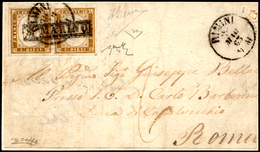 1863 - 10 Cent. Bistro (A2), Coppia, Perfetta, Annullata Con Il Bollo In Cartella Di San Marino E Il... - ...-1877 Prephilately