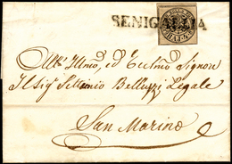 INCOMING MAIL 1852 - 4 Baj Bruno Grigio Chiaro (Pontificio 5), Perfetto E Ben Marginato, Su Lettera ... - ...-1877 Prephilately