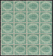 1877 - 2 Cent. Cifra (1), Blocco Di 20 Esemplari, Gomma Integra Ad Eccezione Di Un Valore Con Tracci... - Andere & Zonder Classificatie