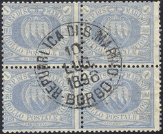 1894 - 1 Lira Oltremare Stemma (31), Blocco Di Quattro, Perfetto, Usato. Molto Fresco Ed Estremament... - Other & Unclassified