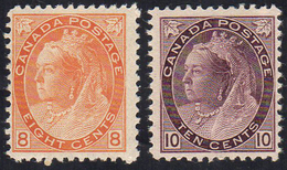 CANADA 1898/1903 - 8 E 10 Cent. Regina Vittoria, Cifre Negli Angoli Inferiori (70/71), Gomma Integra... - Other & Unclassified