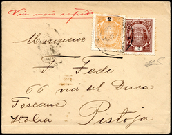 MOZAMBICO 1896 - 5 R. E 15 R. Soprastampati (12,14), Perfetti, Su Lettera Per Pistoia. Ferrario. ... - Other & Unclassified