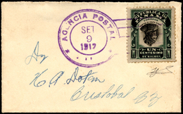 PANAMA 1912 - 1 Cent. Vasco Nunez De Balboa, Centro Capovolto (90a), Perfetto, Su Bustina Del 9/9/19... - Other & Unclassified