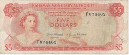 BILLETE DE BAHAMAS DE 5 DOLLARS DEL AÑO 1974  (BANKNOTE) MUY RARO - Bahama's