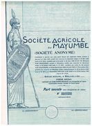 Action Uncirculed - Société Agricole Du Mayumbe - VF - Titre De 1927 - Afrique
