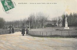 Montélimar - Entrée Du Jardin Public, Côté De La Gare - Papeterie Chapuis - Carte Toilée Colorisée De 1910 - Montelimar