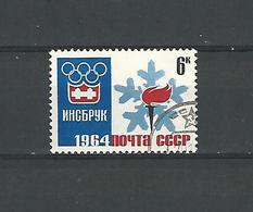 URSS 1964 N° 2774 ANNEAUX ET FLAMME OLYMPIQUE  JEUX INNSBRUCK FLAMME  NOYTA CCCP 6 K OBLITÉRÉ - Variétés & Curiosités