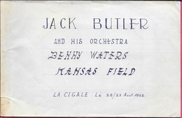 Carnet Manuscrit 6 Photos Jack Butler Benny Waters Kansas Field La Cigale 28/29 Aout 1962 - Photos