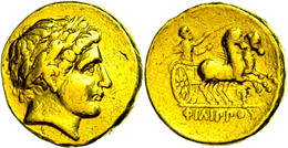 Gallien, Imitation Des Goldstater Philipps II. (7,96g). Av: Geringfügig Stilisierter Apollokopf Mit Lorbeerkranz Nach Re - Celtic