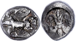 Olympia, Drachme (5,72g), Ca. 460 V. Chr. Av: Fliegender Adler Mit Schlange Nach Links, Gegenstempel. Rev: Geflügelter B - Other & Unclassified