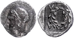 Elaia, Diobol (1,20 G), Um 450-400 V. Chr. Av. Kopf Der Athena. Rev. Kranz In Quadratum Incusum, Rechts Davon Griech. Bu - Other & Unclassified