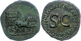 Tiberius, 14-37, Sesterz (26,64g), Rom. Av: Leere Triumphquadriga Nach Rechts. Rev: S C, Darum "TI CAESAR DIVI AVG F AVG - Other & Unclassified