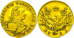 1/2 Friedrich D'or, 1751, A, Friedrich II., Olding 405b1, Schlagspur Auf Dem Avers, Ss.  Ss - Altri & Non Classificati