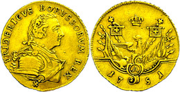 1/2 Friedrich D'or, 1751, A, Friedrich II., Olding 405b1, Schlagspur Auf Dem Avers, Ss.  Ss - Andere & Zonder Classificatie