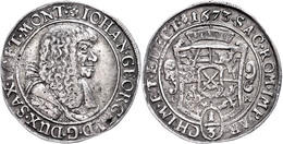 1/3 Taler, 1673, Johann Georg II., Clauss/Kahnt 416, Slg. Mers. 1197, Leichte Prägeschwäche, Ss.  Ss - Other & Unclassified