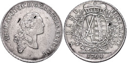 Taler, 1764, Friedrich August III., Mit Signatur "S" Im Halsabschnitt, Schnee 1061, Dav. 2680A, Schrötlingsfehler, Ss.   - Sonstige & Ohne Zuordnung