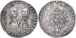 Taler, 1592, Friedrich Wilhelm I. Und Johann, Saalfeld, Schnee 245, Dav. 9774, Ss.  Ss - Autres & Non Classés