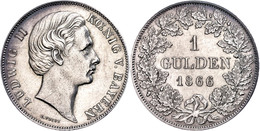 Gulden, 1866, Ludwig II., AKS 178, J. 103, Kl. Kratzer, Vz.  Vz - Autres & Non Classés