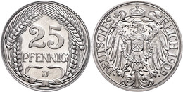 25 Pfennig, 1909, J, Wz. Kratzer Auf Dem Avers, PP. Mit Gutachten Erich Papproth., Katalog: J. 18 PP - Other & Unclassified