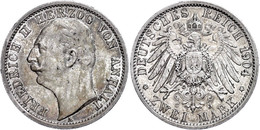 2 Mark, 1904, Friedrich II., Kl. Rf., Ss., Katalog: J. 22 Ss - Andere & Zonder Classificatie