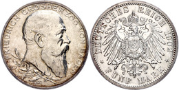 5 Mark, 1902, Friedrich I. Zum 50jährigen Regierungsjubiläum, Tiefe Kratzer Auf Dem Revers, Ss-vz., Katalog: J. 31 Ss-vz - Other & Unclassified