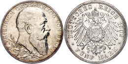 5 Mark, 1902, Friedrich I. Zum 50jährigen Regierungsjubiläum, Tiefe Kratzer Auf Dem Revers, Ss-vz., Katalog: J. 31 Ss-vz - Autres & Non Classés