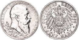 5 Mark, 1902, Friedrich I., Zum Regierungsjubiläum, Kl. Rf., Vz., Katalog: J. 31 Vz - Other & Unclassified