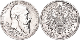 5 Mark, 1902, Friedrich I., Zum Regierungsjubiläum, Kl. Rf., Vz., Katalog: J. 31 Vz - Andere & Zonder Classificatie