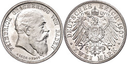 2 Mark, 1907, Friedrich I., Auf Seinen Tod, Kratzer, Vz-st., Katalog: J. 36 Vz-st - Altri & Non Classificati