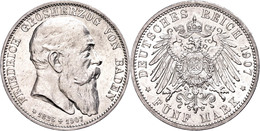 5 Mark, 1907, Friedrich I., Auf Seinen Tod, Kl. Rf., Vz., Katalog: J. 37 Vz - Sonstige & Ohne Zuordnung