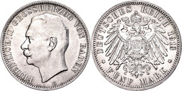 5 Mark, 1913, Friedrich II., Kl. Rf., Vz., Katalog: J. 40 Vz - Altri & Non Classificati