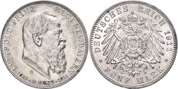 5 Mark, 1911, Prinzregent Luitpold 90. Geburtstag, Wz. Rf., Vz., Katalog: J. 50 Vz - Other & Unclassified